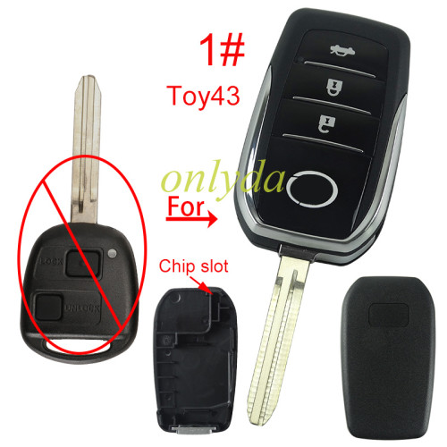 For Lexus 3 button modified remote key blank with chip slot with badge with blade