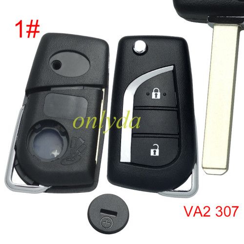 For Toyota remote key shell with VA2 blade with badge , pls choose button model