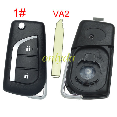 For Toyota flip remote key blank with VA2 blade with badge , please choose the button model