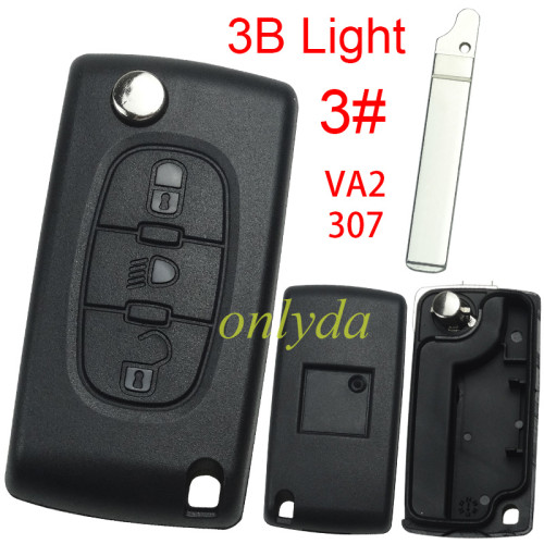 free shipping and no tax from czech to europe 10pcs/lot for Peugeot flip remote replacement key shell,blade VA2-without battery clamp with badge place