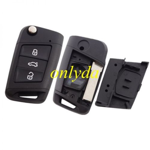 free shipping and no tax from czech to europe 10pcs/lot for VW 3 button flip remote key blank with HU66 blade