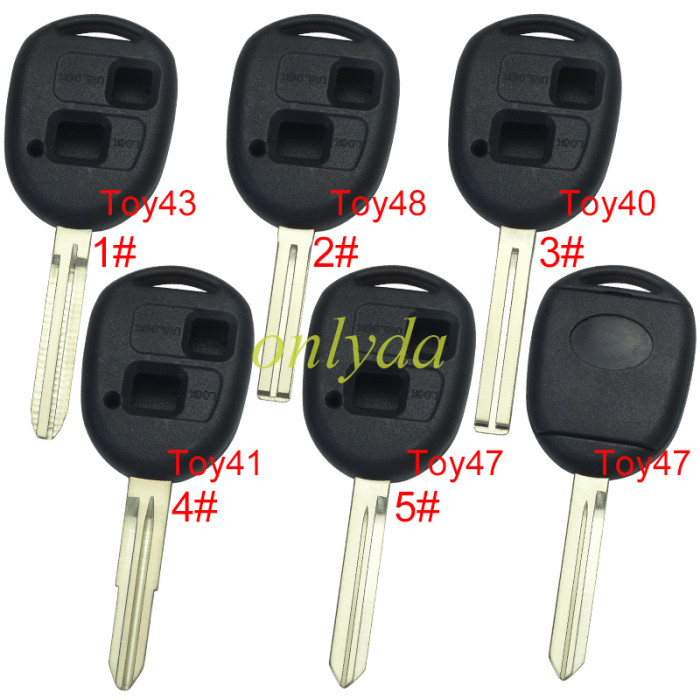 Super Stronger GTL shell Toyota upgrade 2 button key shell with badge , pls choose blade model