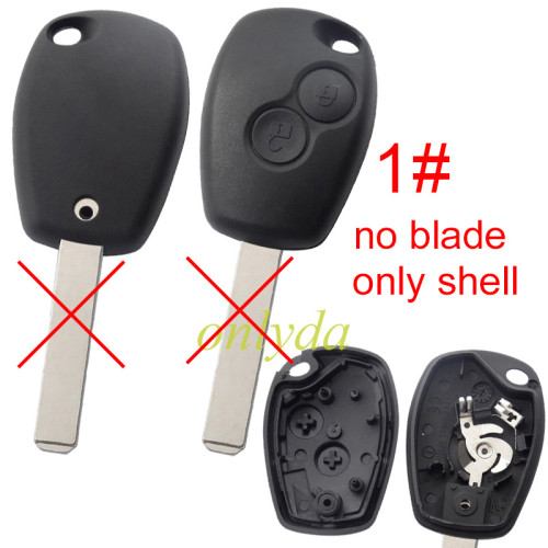 free shipping and no tax from czech to europe 10pcs/lot for Renault 2 button key blank with stainless steel battery clamp,no blade , only key shell