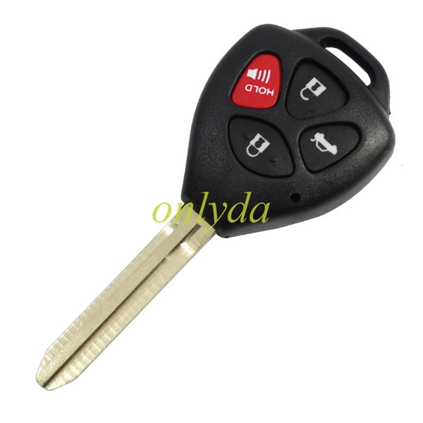 free shipping and no tax from czech to europe 10pcs/lot for Toyota 3+1 button remote key shell with Toy43 blade with red panic without badge