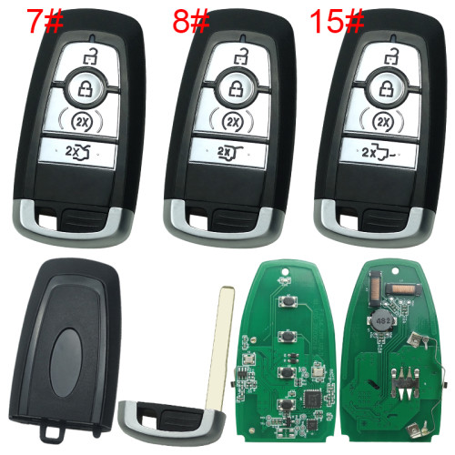 Free shipping For 4 button keyless remote key with 315/434/868mhz with 49chip ncf295xf HS7T-15K601-CB A2C93142400 Ford F-Series 2015-2017