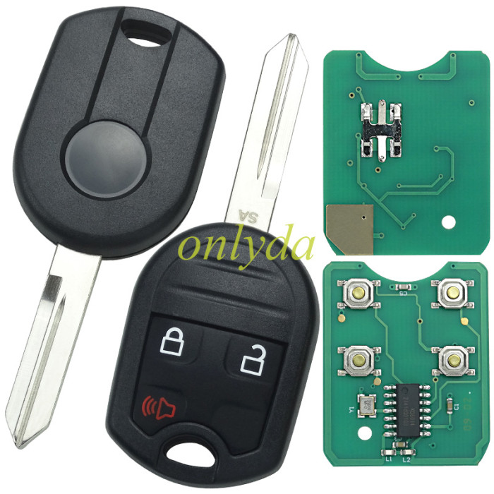 Free shipping 5pcs/lot For  Ford 3 button remote key with 315mhz/434mhz without chip