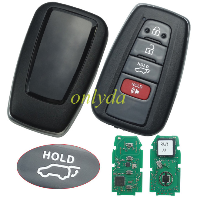 Free shipping For Toyota 3+1 button remote key with blade    FCC ID : HYQ14FBC 0351 BOARD RAV4 314.36Mhz-312.1Mhz