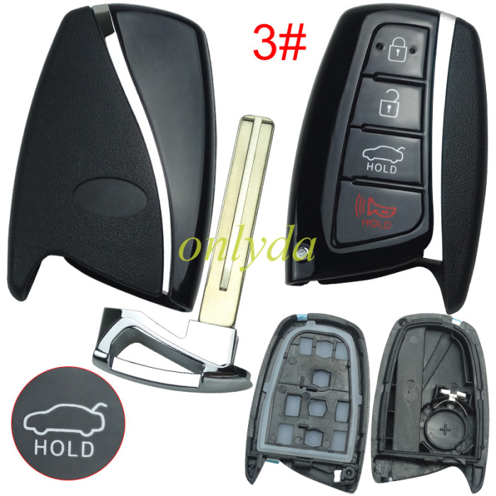 Free shipping 5pcs/lot For Hyundai remote key black with blade with badge,for installing original board , pls choose button .