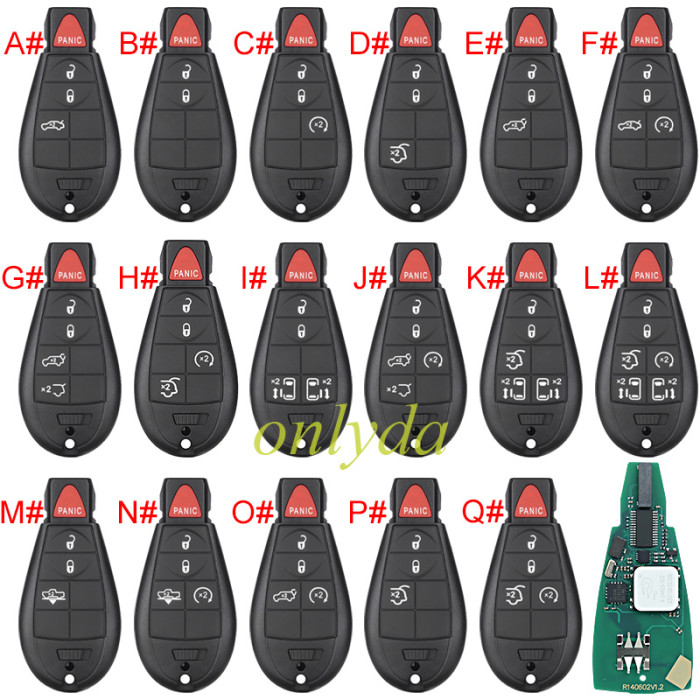 Free shipping For Chrysler keyless  remote key with 433.92MHZ with 7945 chip compatible with  iyzc01c and M3N5WY72XX  , totally 11 model key shell, you please choose which shell you need?