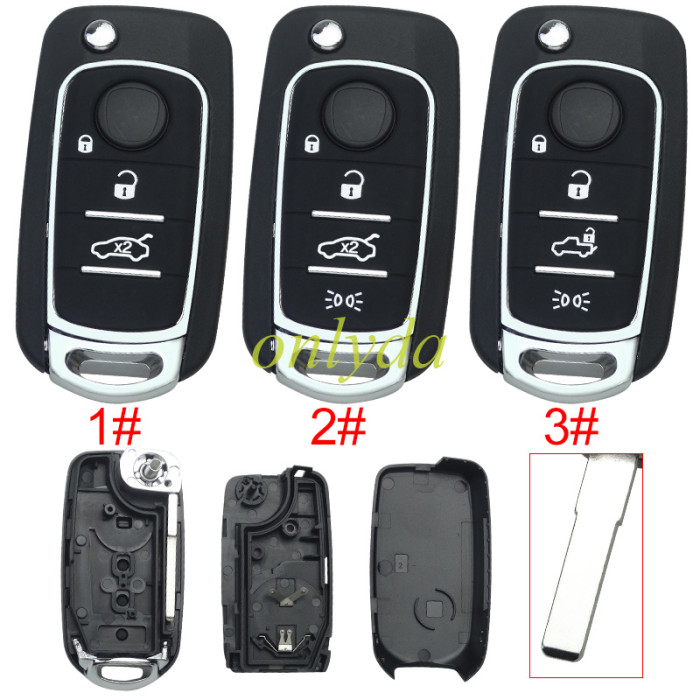 Free shipping 5pcs/lot For Fiat 500X 2/3 button  flip Remote Key blank  with SIP22 blade with badge, pls choose button