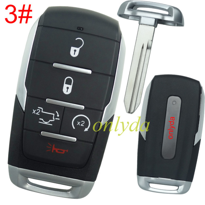 Free shipping 5pcs/lot For Chrysler  key shell with light emergency blade included,with RAM badge, pls choose the button