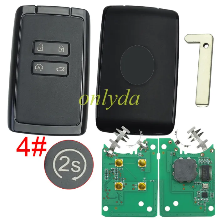 Keyless card for Renault Megane IV with 4button  HITAG AES 4A  chip -434mhz CMIIT ID:2014DJ3371  Espace V Megane IV 2016+ Renault Megane4  2016+  Renault Talisman  2016+ Renault Espace 5  2015+  Renault Kadjar with Badge