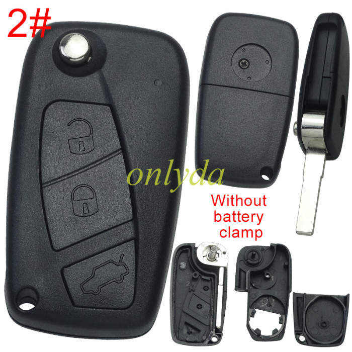 Free shipping 10pcs/lot For Fiat  remote key blank without battery clamp with badge , pls choose model .