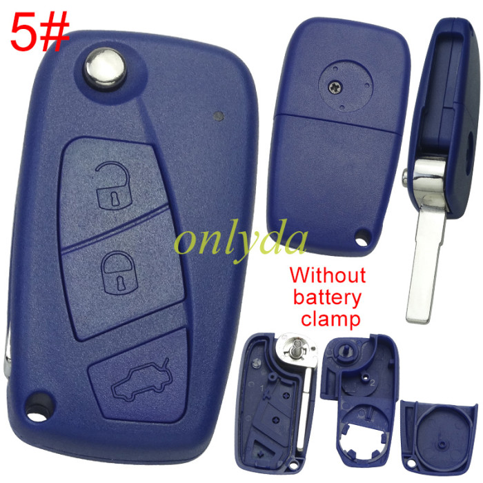 Free shipping 10pcs/lot For Fiat  remote key blank without battery clamp with badge , pls choose model .