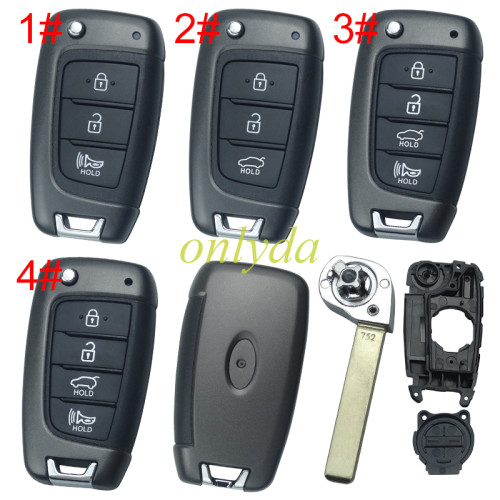 Free shipping 5pcs/lot For Hyundai  remote key blank with badge , pls choose button