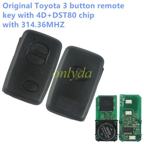 Free shipping For OEM Toyota 3 button remote key with 4D+DST80 chip with 314.36MHZ