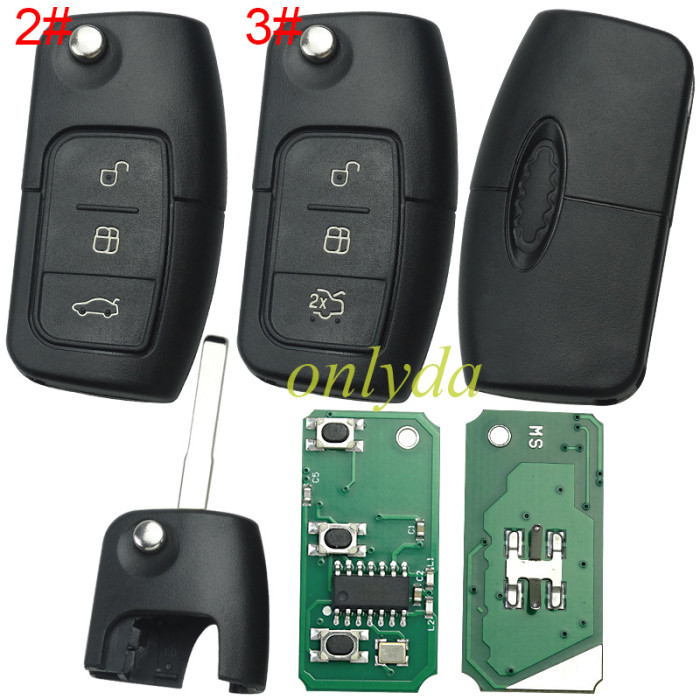 Free shipping 5pcs/lot For Ford Focus flip remote control with auto close function ford windows autoclose remote  with 315mhz and 434mhz without chip