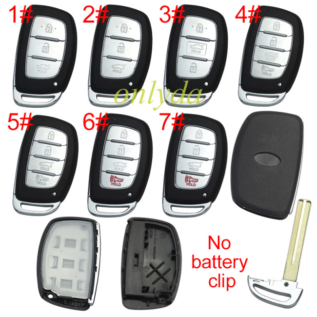 Free shipping 5pcs/lot For Hyundai  remote key blank .no battery clip with badge , pls choose button