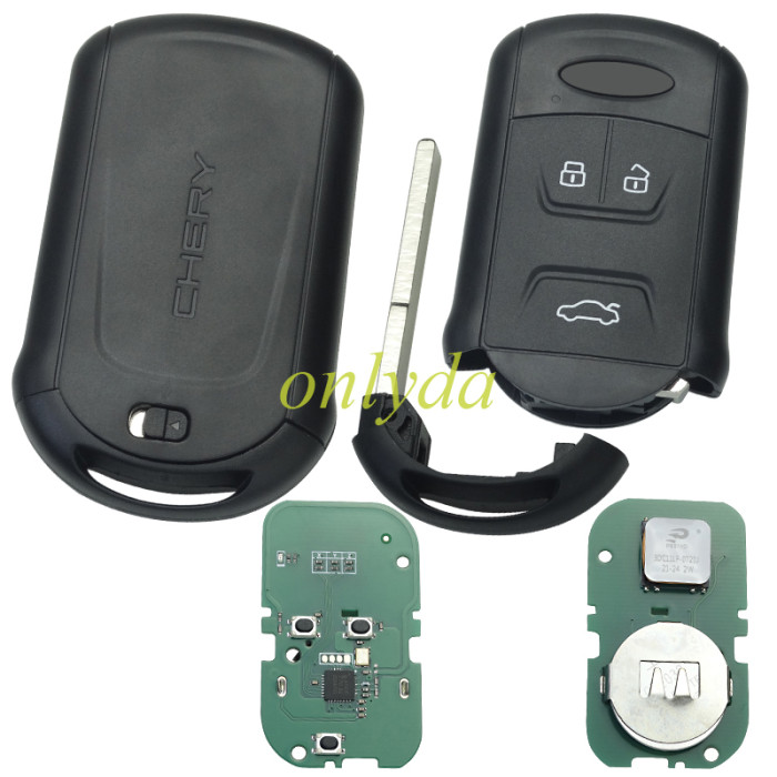 Free shipping For Chery smart 3 button remote key with original cover and aftermarket PCB with 7953chip with 434mhz