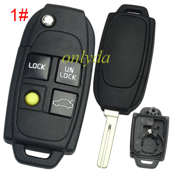 Free shipping 5pcs/lot For Volvo remote  key shell with key head without badge , pls choose button model