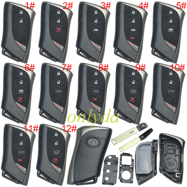 Free shipping 5pcs/lot For Lexus  remote Key blank with blade with badge ,pls choose button  model