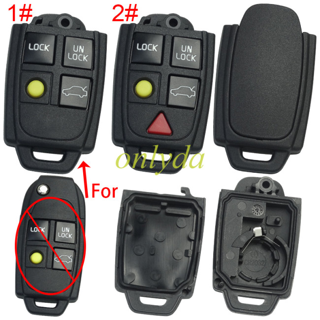 Free shipping 10pcs/lot For Volvo remote key shell without key head and without badge