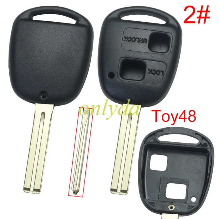 Free shipping 10pcs/lot For Toyota 2 Button Remote key blank without badge,pls choose blade model