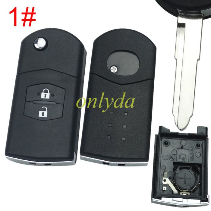 Free shipping 5pcs/lot For mazda  remote key shell with blade ,with badge  , pls choose button model