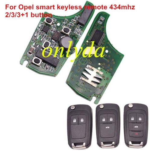 Free shipping For opel smart keyless remote 315mhz/434MHZ -7952 chip ,2;3;3+1button, please choose the key shell,Switchable frequency