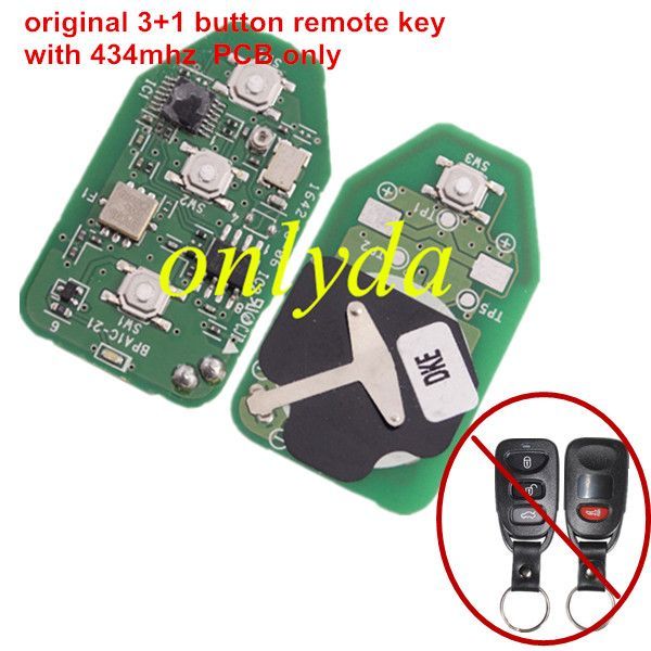 Free shipping 5pcs/lot For OEM 3+1 button remote key with 434mhz  PCB only