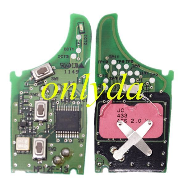 Free shipping For 3 button remote key 434mhz  FSK with OEM PCB and after market key shell