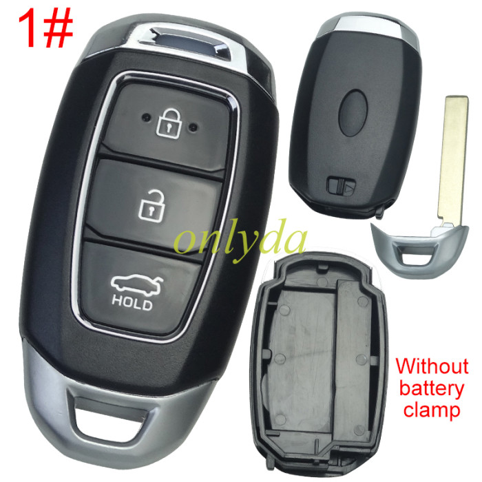 Free shipping 5pcs/lot For Hyundai  remote key blank without battery clamp ,with badge , pls choose button