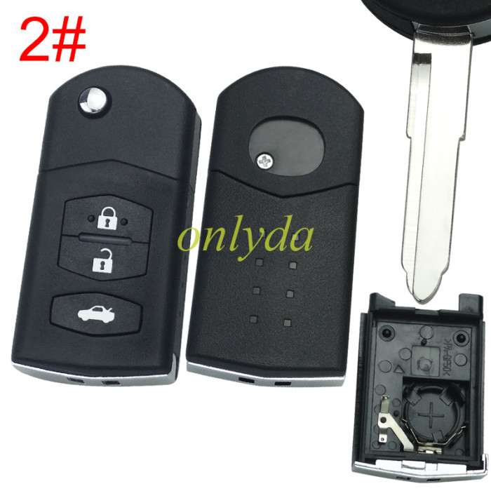 Free shipping 5pcs/lot For mazda  remote key shell with blade ,with badge  , pls choose button model