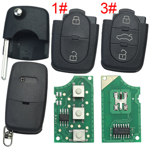 Free shipping 5pcs/lot For Audi 2/3 button  button remote 434mhz  ID48chip PN: 4DO 837 231 N, pls choose button