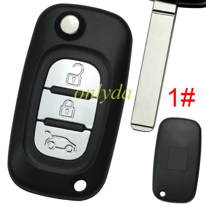 Free shipping 10pcs/lot For Renault 3 button remote key blank ,with badge , 1#307 2#407 3#VAC102 4#206 ,pls choose blade