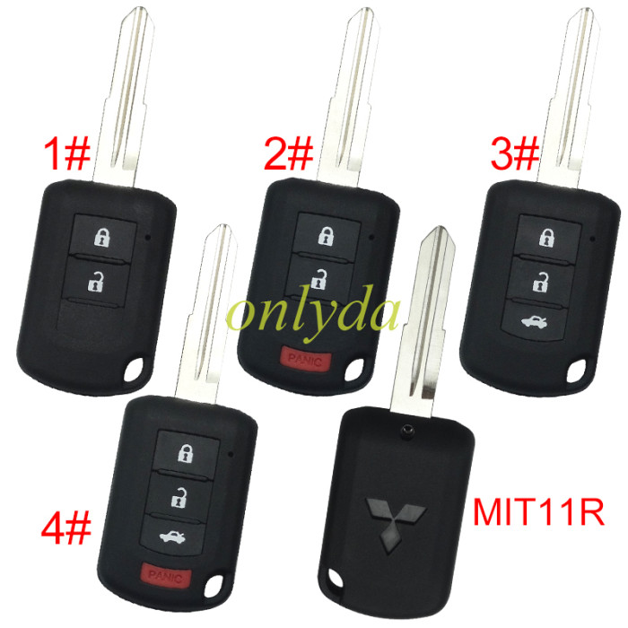 Free shipping 10pcs/lot For Mitsubishi  upgrade remote key blank with MIT11R blade with badge , pls choose button model