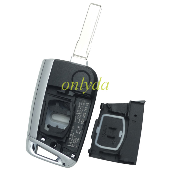 Free shipping 5pcs/lot For  VW Gof7 3 button remote key shell with blade 1#HU66  2#HU162T ,Pls choose blade model