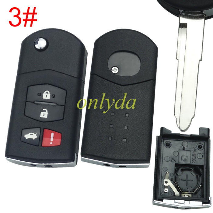 Free shipping 5pcs/lot For mazda  remote key shell with blade ,with badge  , pls choose button model