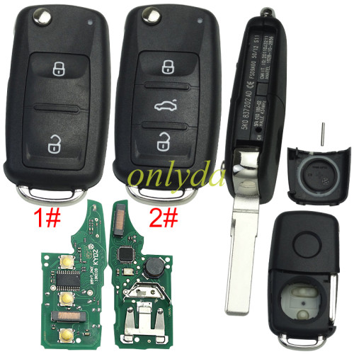 Free shipping For  VW MQB remote,MQB keyless megamos AES 3 button with 433.92mhz KYDZ