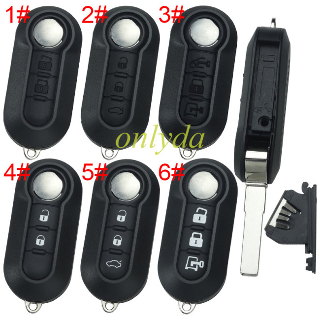 Free shipping 10pcs/lot For Fiat 2/3 button remote key blank , pls choose model  (There are two types: with black cap OR with badge, please make note)