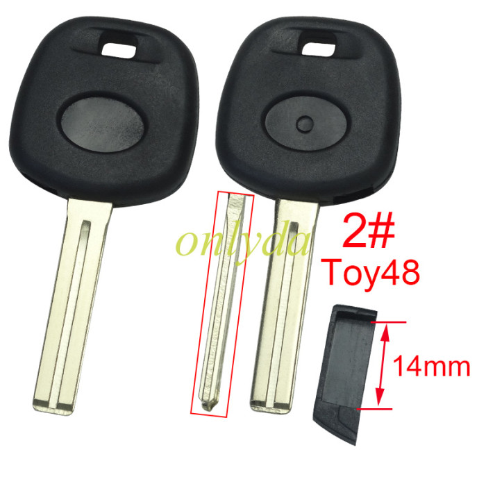 Free shipping 10pcs/lot For Toyota transponder key blank  with blade,two side logo Soft plastic handle,  1# Toy43 ,2#Toy48,3#Toy40 ,pls choose blade model