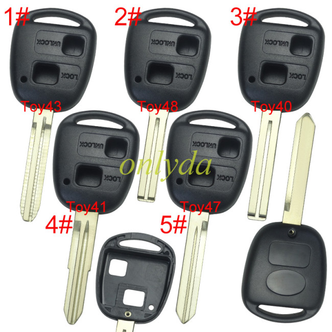 Free shipping 10pcs/lot For Lexus 2 Button Remote key blank with bagde，pls choose blade model