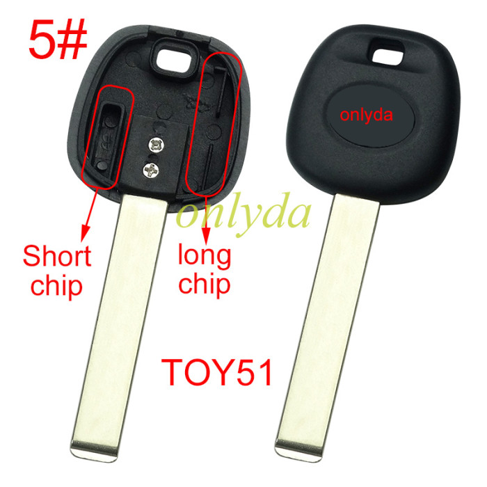 Free shipping 10pcs/lot For Toyota transponder key blank  with badge, with carbon chip part and  TPX long chip part