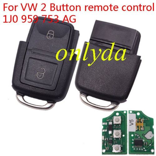 Free shipping 5pcs/lot For VW 2 Button remote control 1J0 959 753 AG