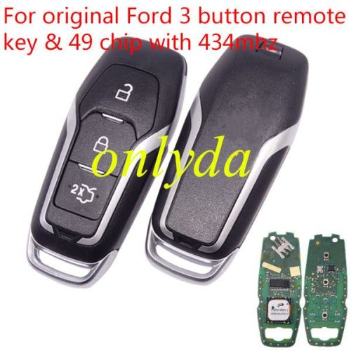 Free shipping For OEM Ford 3 button remote key with 49 chip with 434mhz  CMIIT  ID:2013DJ6919  A2C31244302   DS7T-15K601-DD