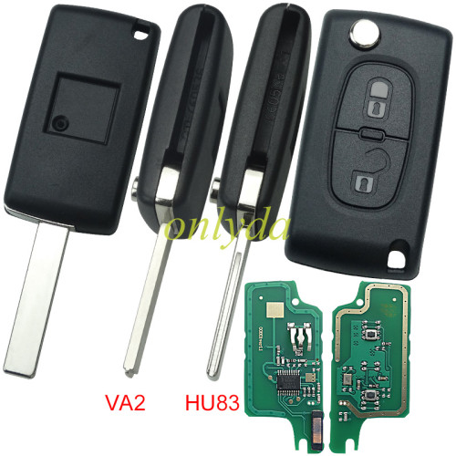 Free shipping 5pcs/lot For Peugeot CE0536 2 Button Flip  Remote Key with 46 chip PCF7961 FSK model  with VA2 and HU83 blade , please choose the key shell