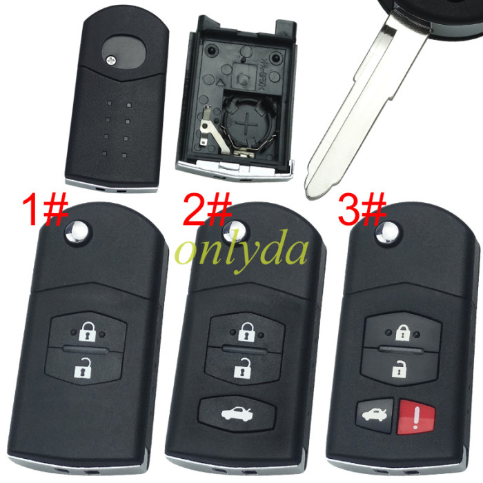 Free shipping 5pcs/lot For mazda  remote key shell with blade ,with badge  , pls choose button model