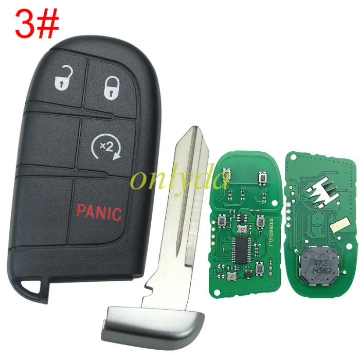 For Chrysler keyless  remote key with 434mhz with PCF7945/7953   HITAG2 chip with 2/2+1/3/3+1/4+1 button key shell , please choose