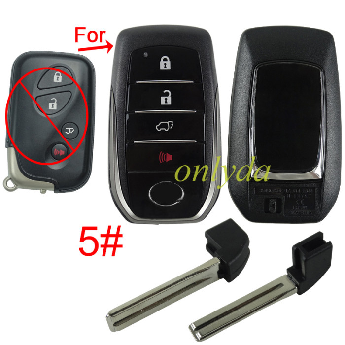 Free shipping For Lexus  modified remote key blank with  cover with badge with blade , pls choose button model