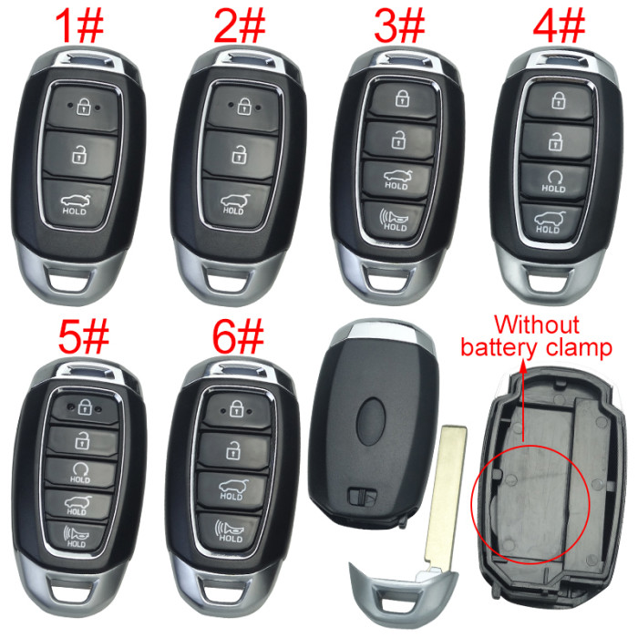 Free shipping 5pcs/lot For Hyundai  remote key blank without battery clamp ,with badge , pls choose button
